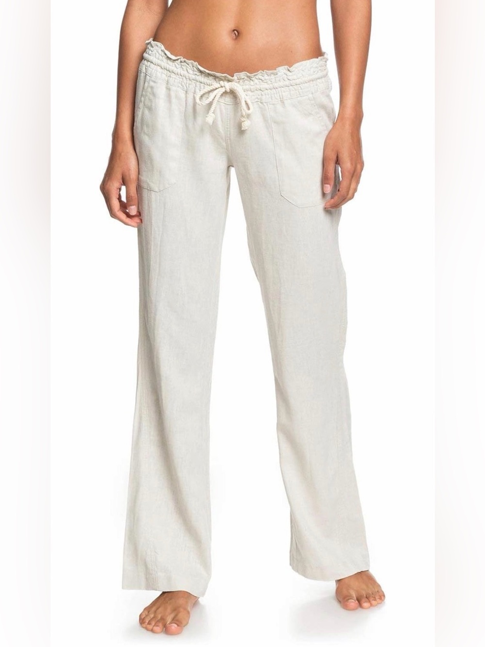 Roxy Cream Stone Linen Oceanside Pants.  Sz XL